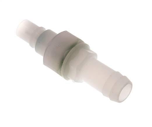 PVDF DN 7.2 Kupplungsstecker 13 mm Schlauchsäule Doppelabsperrung