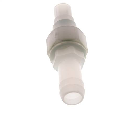 PVDF DN 7.2 Kupplungsstecker 13 mm Schlauchsäule Doppelabsperrung