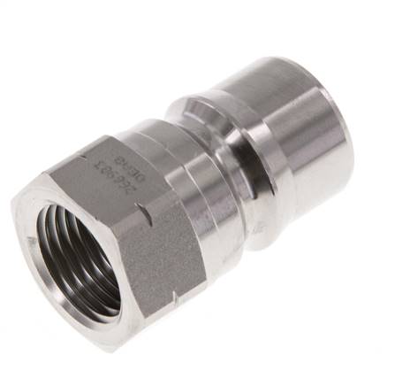 Edelstahl DN 12,5 Hydraulik-Kupplungsstecker 1/2 Zoll NPT-Innengewinde ISO 7241-1 B D 23,5mm