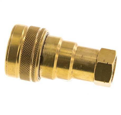 Brass DN 10 Hydraulic Coupling Socket 3/8 inch Female NPT Threads ISO 7241-1 B D 19.1mm