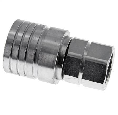 Steel DN 25 Hydraulic Coupling Socket G 1 inch Female Threads ISO 7241-1 A D 34.3mm