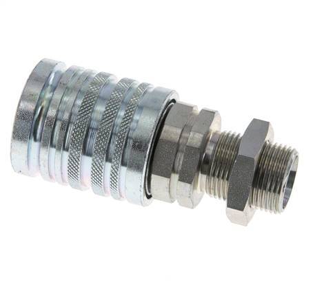 Steel DN 12.5 Hydraulic Coupling Socket 15 mm L Compression Ring Bulkhead ISO 7241-1 A/8434-1 D 20.5mm