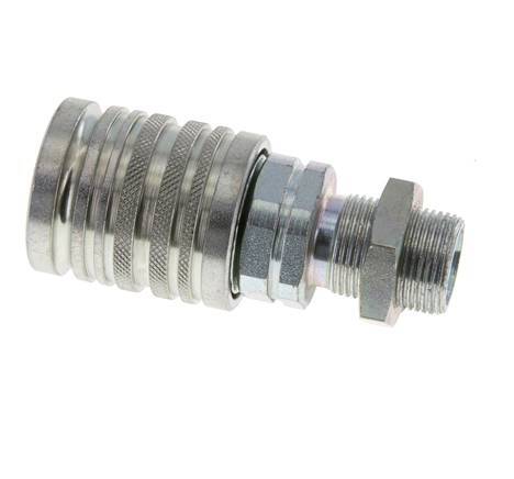 Steel DN 12.5 Hydraulic Coupling Socket 14 mm S Compression Ring Bulkhead ISO 7241-1 A/8434-1 D 20.5mm