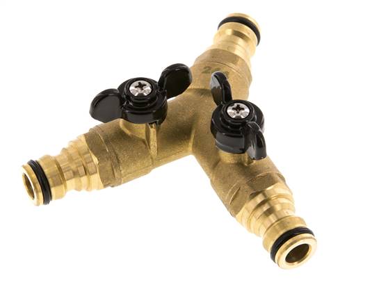 Messing 3x Gartenschlauch Plug Kugelhahn