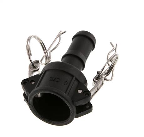 Camlock DN 20 (3/4'') Polypropylen-Kupplung Schlauchpfeiler (19 mm) Typ C MIL-C-27487