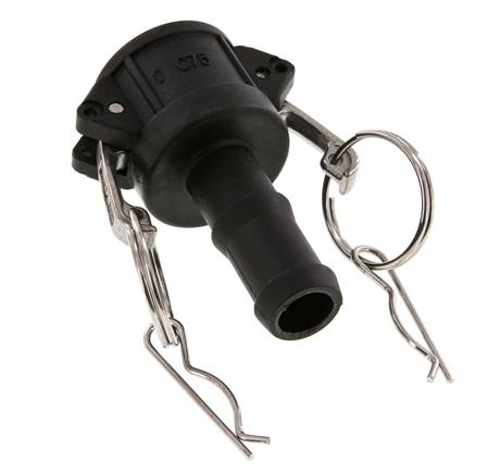 Camlock DN 20 (3/4'') Polypropylen-Kupplung Schlauchpfeiler (19 mm) Typ C MIL-C-27487