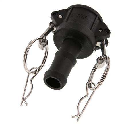 Camlock DN 20 (3/4'') Polypropylen-Kupplung Schlauchpfeiler (19 mm) Typ C MIL-C-27487