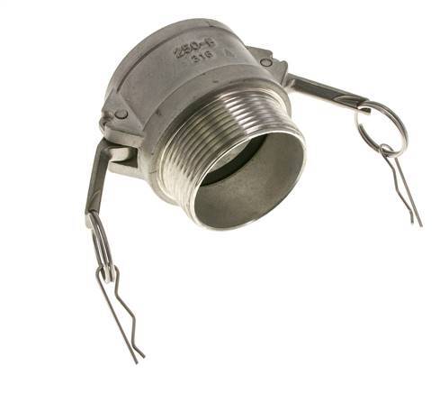 Camlock-Kupplung DN 60 (2 1/2'') aus Edelstahl 2 1/2'' NPT-Außengewinde Typ B MIL-C-27487