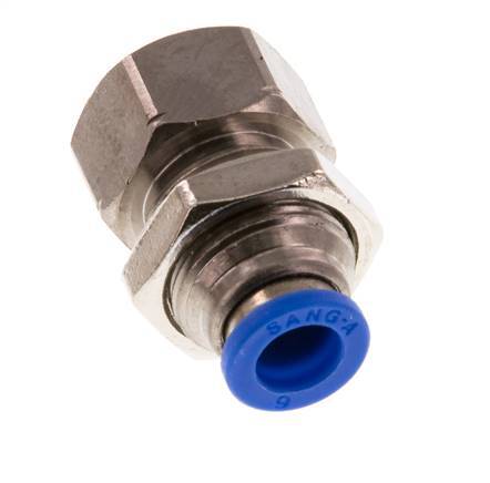 6mm x G1/8'' Steckverschraubung mit Innengewinde Messing/PA 66 NBR Bulkhead [2 Stück]
