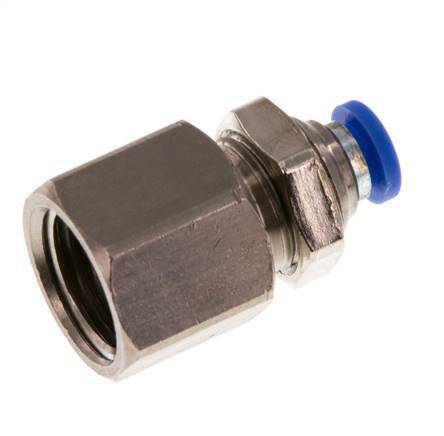 4mm x G1/4'' Push-in Fitting with Female Threads Brass/PA 66 NBR Bulkhead [2 Pieces]