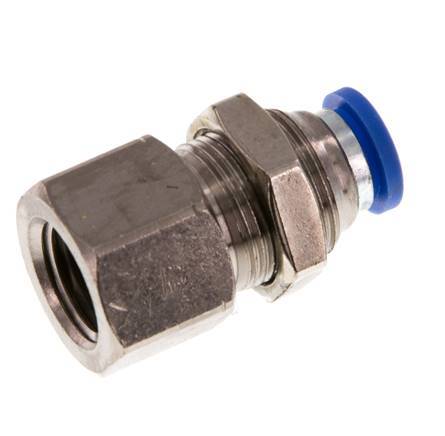 8mm x G1/4'' Push-in Fitting with Female Threads Brass/PA 66 NBR Bulkhead [2 Pieces]