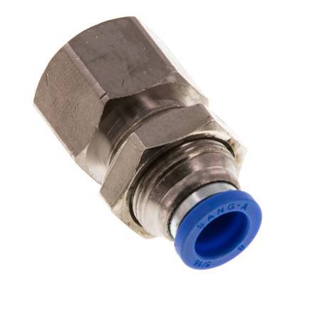8mm x G1/4'' Push-in Fitting with Female Threads Brass/PA 66 NBR Bulkhead [2 Pieces]