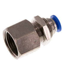 6mm x G3/8'' Push-in Fitting with Female Threads Brass/PA 66 NBR Bulkhead [2 Pieces]