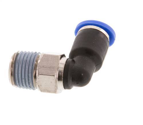 4mm x R1/8'' 90deg Winkel-Steckverschraubung mit Außengewinde Messing/PA 66 NBR kurze Hülse drehbar [5 Stück]