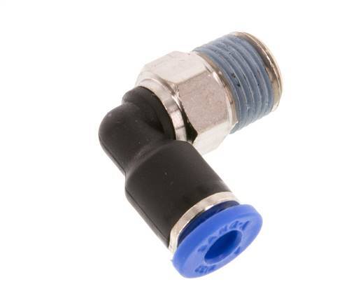 4mm x R1/8'' 90deg Winkel-Steckverschraubung mit Außengewinde Messing/PA 66 NBR kurze Hülse drehbar [5 Stück]