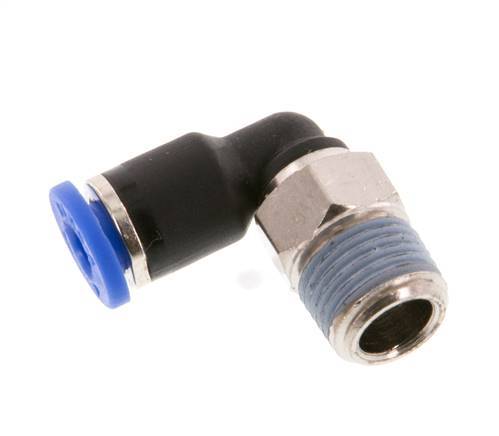 4mm x R1/8'' 90deg Winkel-Steckverschraubung mit Außengewinde Messing/PA 66 NBR kurze Hülse drehbar [5 Stück]