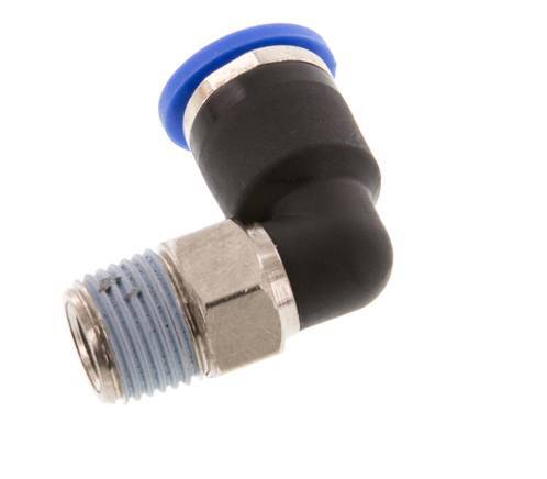 6mm x R1/8'' 90deg Elbow Push-in Fitting with Male Threads Brass/PA 66 NBR Short Sleeve Rotatable [2 Pieces]