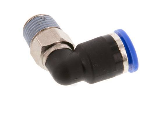 6mm x R1/8'' 90deg Winkel-Steckverschraubung mit Außengewinde Messing/PA 66 NBR kurze Hülse drehbar [2 Stück]
