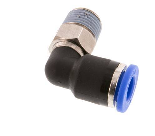 6mm x R1/8'' 90deg Winkel-Steckverschraubung mit Außengewinde Messing/PA 66 NBR kurze Hülse drehbar [2 Stück]