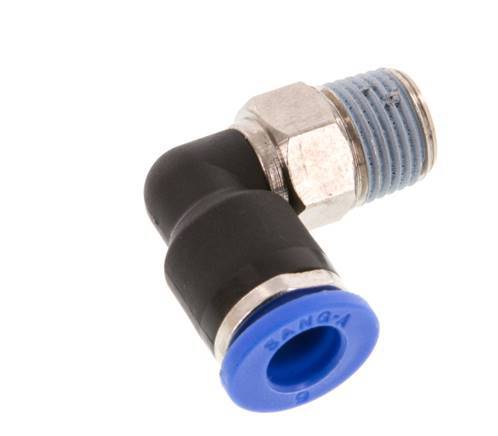 6mm x R1/8'' 90deg Winkel-Steckverschraubung mit Außengewinde Messing/PA 66 NBR kurze Hülse drehbar [2 Stück]