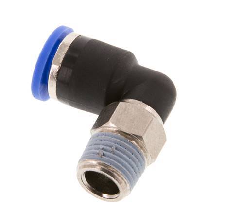 6mm x R1/8'' 90deg Winkel-Steckverschraubung mit Außengewinde Messing/PA 66 NBR kurze Hülse drehbar [2 Stück]