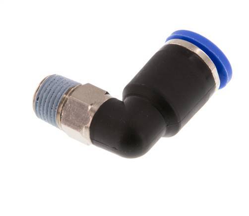 8mm x R1/8'' 90deg Elbow Push-in Fitting with Male Threads Brass/PA 66 NBR Short Sleeve Rotatable [2 Pieces]