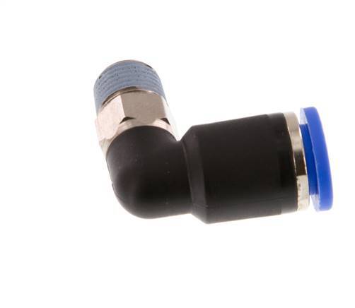 8mm x R1/8'' 90deg Elbow Push-in Fitting with Male Threads Brass/PA 66 NBR Short Sleeve Rotatable [2 Pieces]