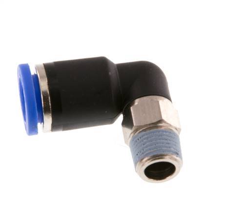 8mm x R1/8'' 90deg Winkel-Steckverschraubung mit Außengewinde Messing/PA 66 NBR kurze Hülse drehbar [2 Stück]
