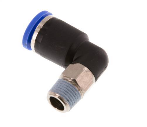 8mm x R1/8'' 90deg Winkel-Steckverschraubung mit Außengewinde Messing/PA 66 NBR kurze Hülse drehbar [2 Stück]