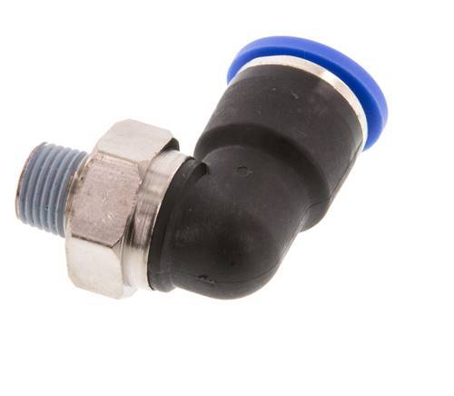 10mm x R1/8'' 90deg Winkel-Steckverschraubung mit Außengewinde Messing/PA 66 NBR kurze Hülse drehbar [2 Stück]