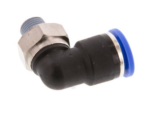 10mm x R1/8'' 90deg Elbow Push-in Fitting with Male Threads Brass/PA 66 NBR Short Sleeve Rotatable [2 Pieces]