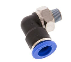 10mm x R1/8'' 90deg Winkel-Steckverschraubung mit Außengewinde Messing/PA 66 NBR kurze Hülse drehbar [2 Stück]