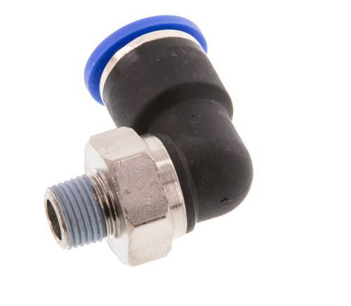 10mm x R1/8'' 90deg Winkel-Steckverschraubung mit Außengewinde Messing/PA 66 NBR kurze Hülse drehbar [2 Stück]
