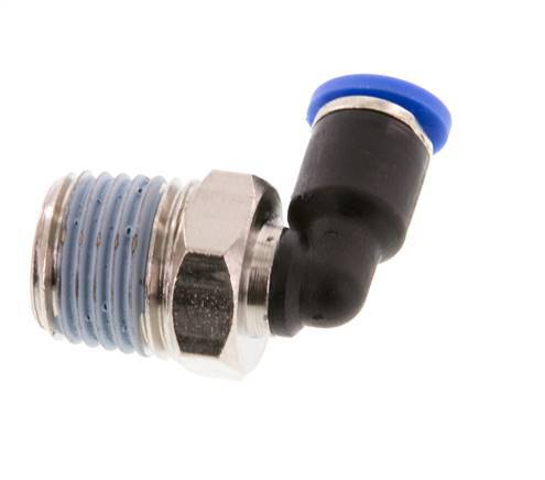 4mm x R1/4'' 90deg Winkel-Steckverschraubung mit Außengewinde Messing/PA 66 NBR kurze Hülse drehbar [2 Stück]