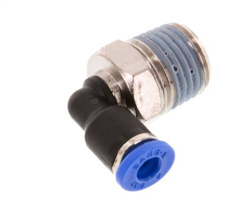 4mm x R1/4'' 90deg Winkel-Steckverschraubung mit Außengewinde Messing/PA 66 NBR kurze Hülse drehbar [2 Stück]