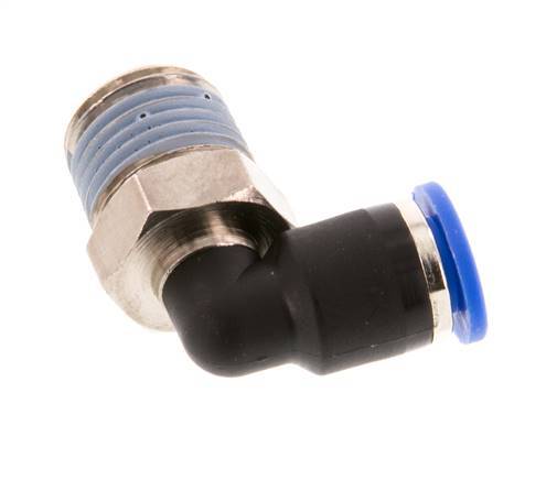 6mm x R1/4'' 90deg Winkel-Steckverschraubung mit Außengewinde Messing/PA 66 NBR kurze Hülse drehbar [2 Stück]