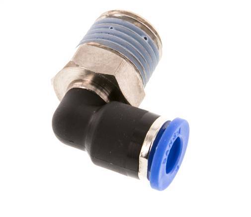 6mm x R1/4'' 90deg Winkel-Steckverschraubung mit Außengewinde Messing/PA 66 NBR kurze Hülse drehbar [2 Stück]