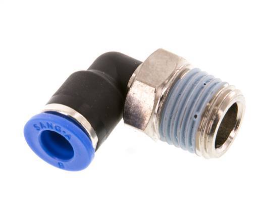 6mm x R1/4'' 90deg Winkel-Steckverschraubung mit Außengewinde Messing/PA 66 NBR kurze Hülse drehbar [2 Stück]