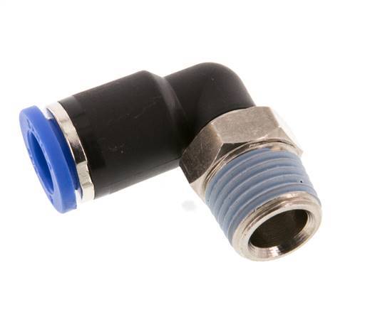 8mm x R1/4'' 90deg Winkel-Steckverschraubung mit Außengewinde Messing/PA 66 NBR kurze Hülse drehbar [2 Stück]