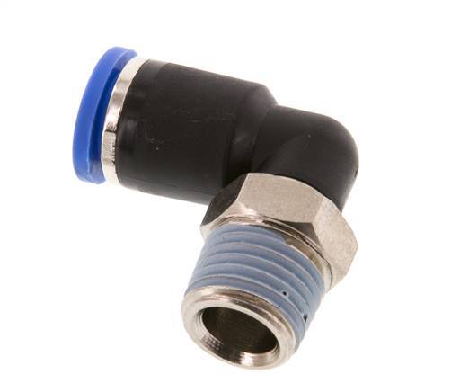 8mm x R1/4'' 90deg Winkel-Steckverschraubung mit Außengewinde Messing/PA 66 NBR kurze Hülse drehbar [2 Stück]