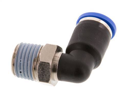 8mm x R1/4'' 90deg Elbow Push-in Fitting with Male Threads Brass/PA 66 NBR Short Sleeve Rotatable [2 Pieces]