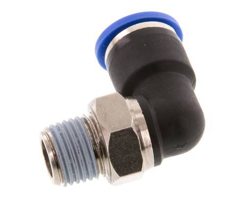 10mm x R1/4'' 90deg Elbow Push-in Fitting with Male Threads Brass/PA 66 NBR Short Sleeve Rotatable [2 Pieces]