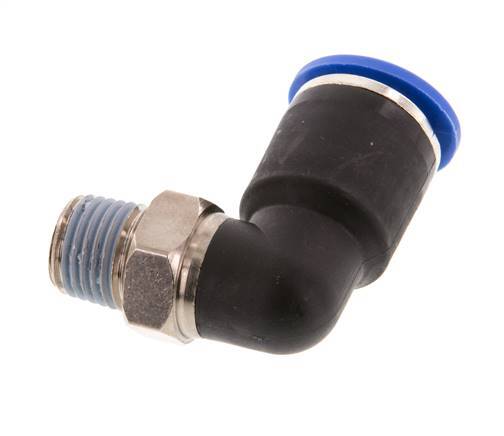 12mm x R1/4'' 90deg Winkel-Steckverschraubung mit Außengewinde Messing/PA 66 NBR kurze Hülse drehbar [2 Stück]