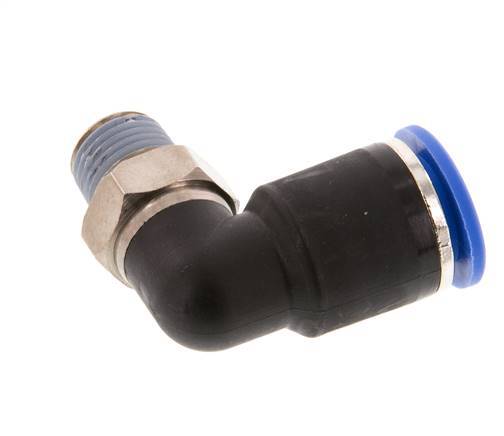12mm x R1/4'' 90deg Winkel-Steckverschraubung mit Außengewinde Messing/PA 66 NBR kurze Hülse drehbar [2 Stück]