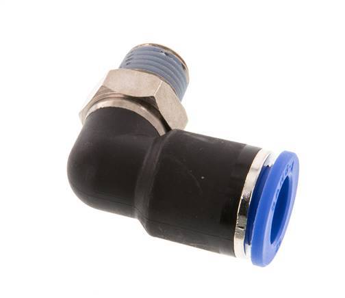 12mm x R1/4'' 90deg Winkel-Steckverschraubung mit Außengewinde Messing/PA 66 NBR kurze Hülse drehbar [2 Stück]