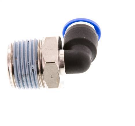 6mm x R3/8'' 90deg Winkel-Steckverschraubung mit Außengewinde Messing/PA 66 NBR kurze Hülse drehbar [2 Stück]
