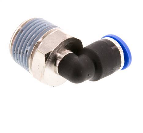 6mm x R3/8'' 90deg Winkel-Steckverschraubung mit Außengewinde Messing/PA 66 NBR kurze Hülse drehbar [2 Stück]