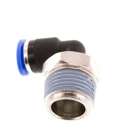 6mm x R3/8'' 90deg Winkel-Steckverschraubung mit Außengewinde Messing/PA 66 NBR kurze Hülse drehbar [2 Stück]