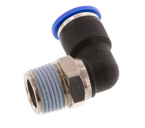 10mm x R3/8'' 90deg Elbow Push-in Fitting with Male Threads Brass/PA 66 NBR Short Sleeve Rotatable [2 Pieces]