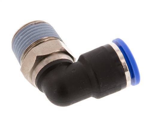 10mm x R3/8'' 90deg Elbow Push-in Fitting with Male Threads Brass/PA 66 NBR Short Sleeve Rotatable [2 Pieces]